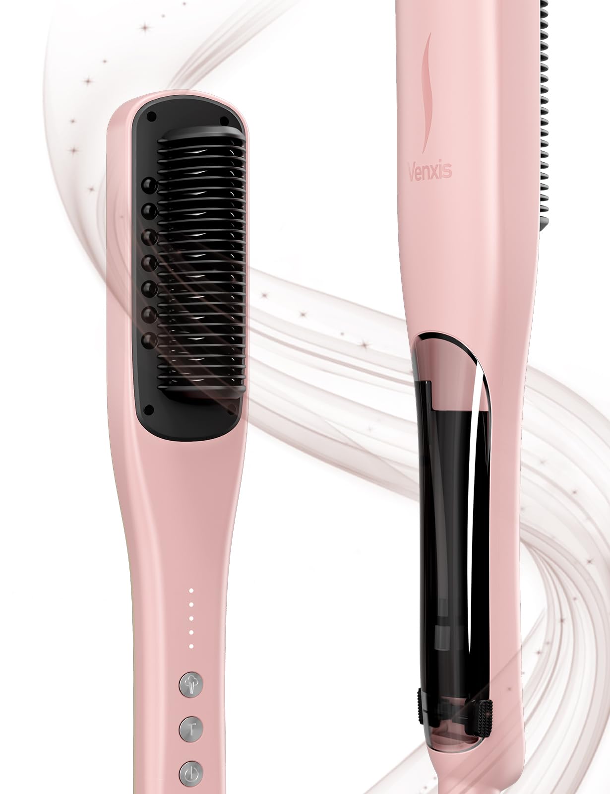 Cepillo Alisador de Cabello Venxis con Peine Alisador a Vapor, 3 Ajustes de Temperatura y Calentamiento Rápido de 20s, Voltaje 120 & Apagado Automático de 30 Minutos, Diseño de Vapor para Tratamiento del Cabello y Cabello sin Frizz