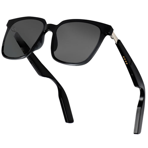 More than Lens Smart Audio Sunglasses for Men Women Bluetooth 5.4 Glasses with Speakers and Mics Open Ear Hands-Free Calling Voice Assistant Anti-UV Timeless Black